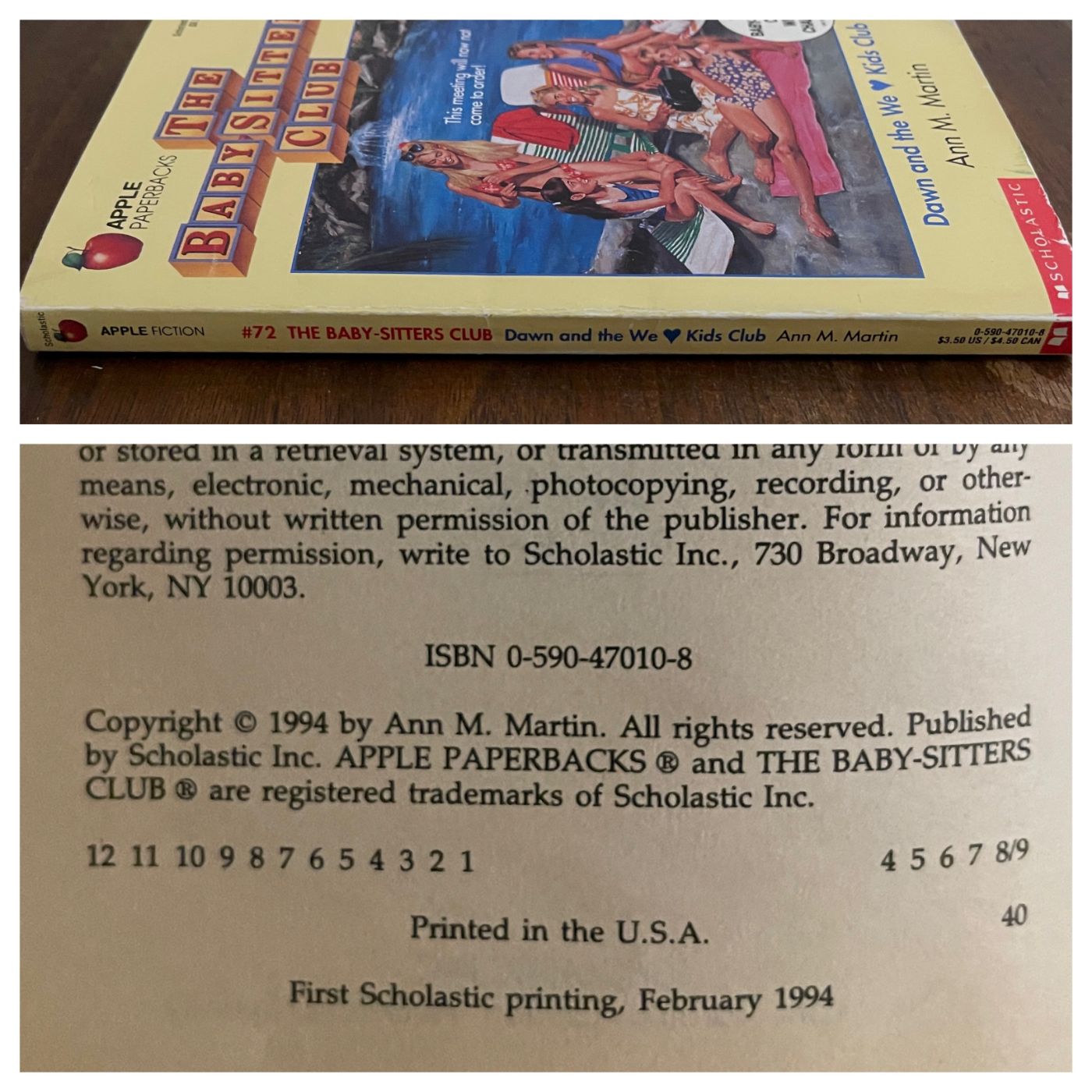 BSC #72 "Dawn and the We Love Kids Club': Ann M. Martin, 1994, 1E1P