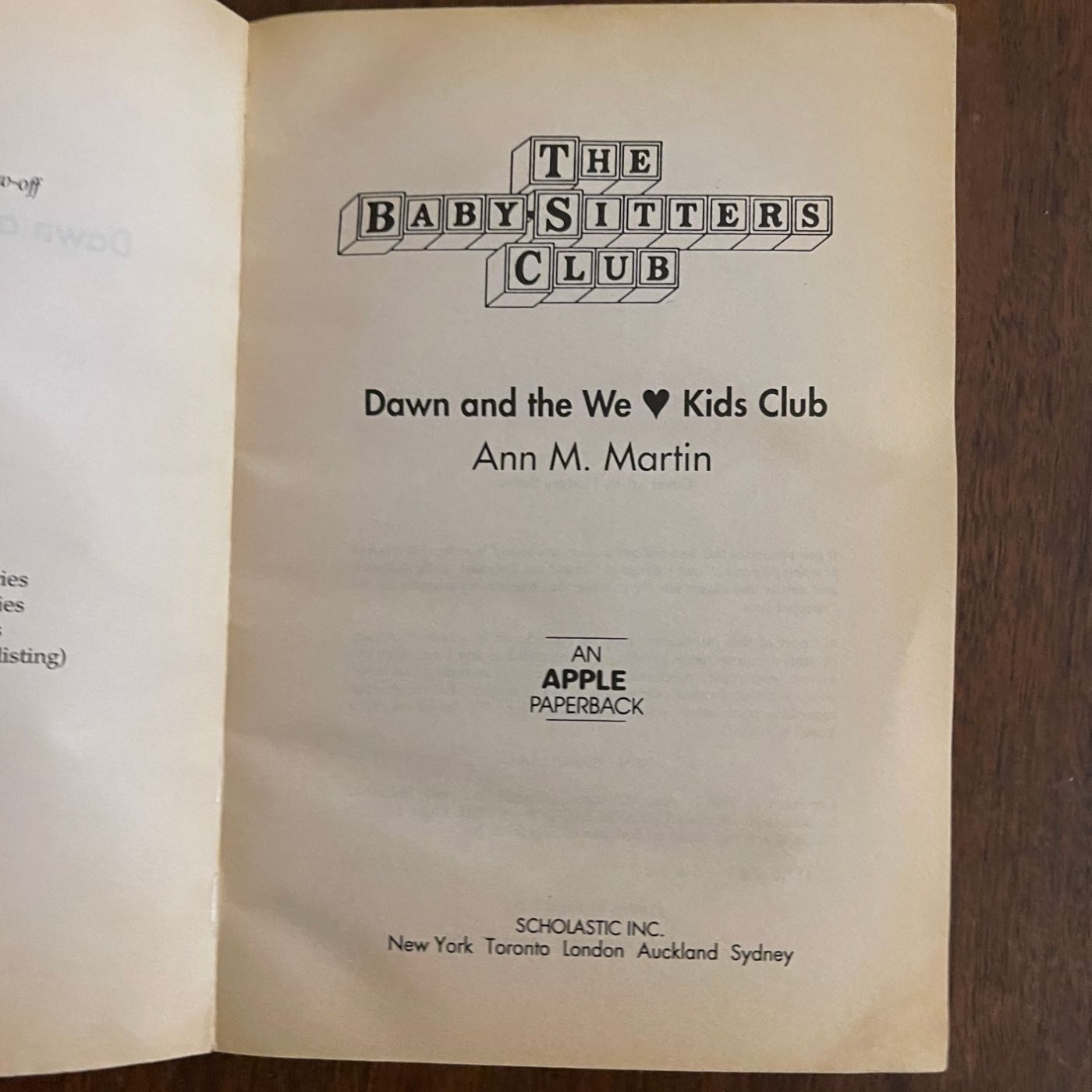 BSC #72 "Dawn and the We Love Kids Club': Ann M. Martin, 1994, 1E1P