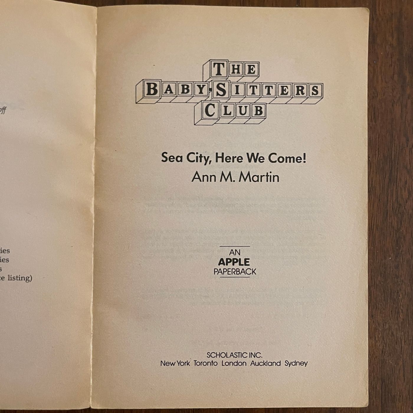 BSC Super Special #10 'Sea City, Here We Come!'; Ann M. Martin 1991